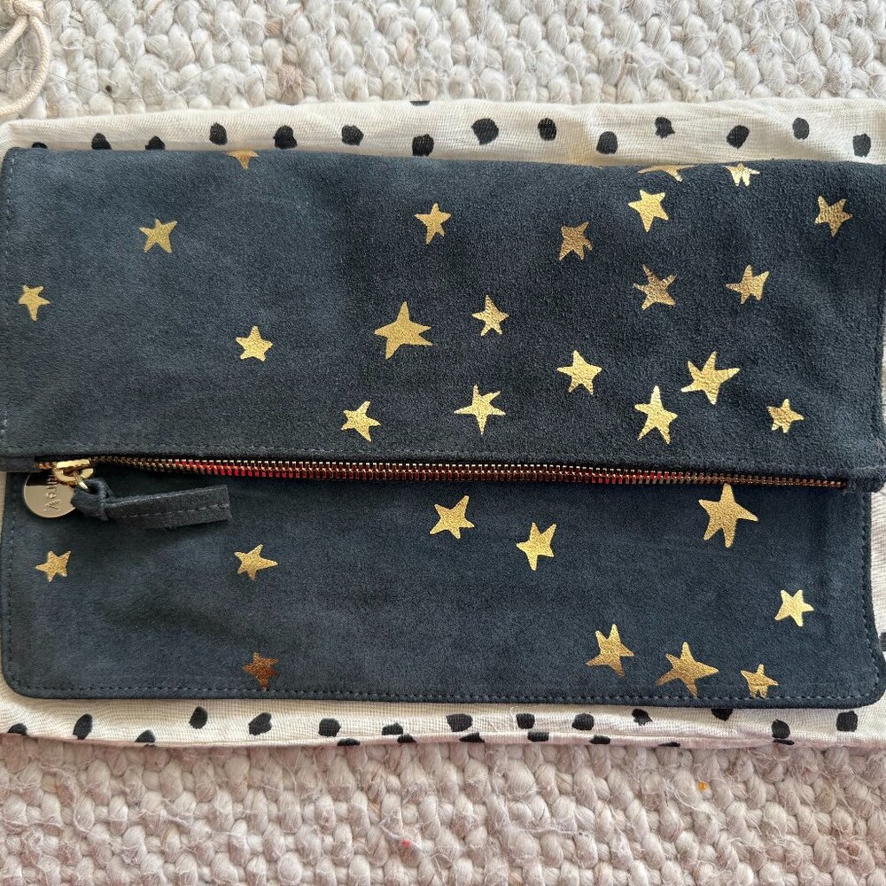 Foldover Clutch - Slate w/ Stars